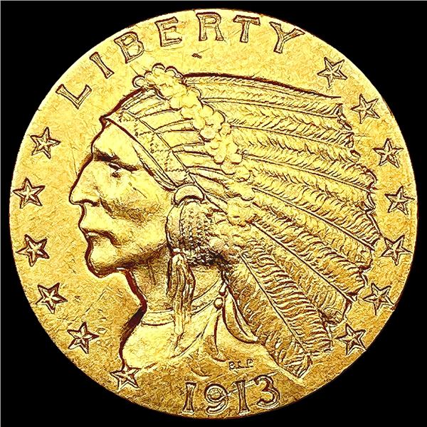 1913 $2.50 Gold Quarter Eagle CLOSELY UNCIRCULATED