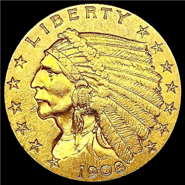 1908 $2.50 Gold Quarter Eagle CLOSELY UNCIRCULATED