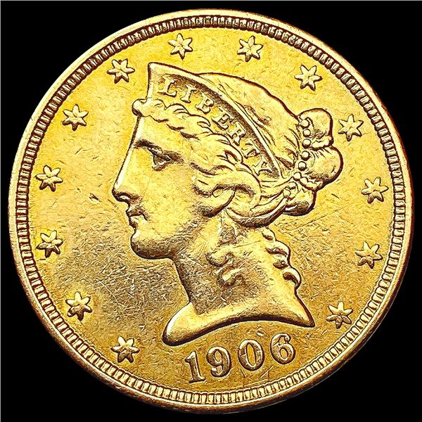 1906 $5 Gold Half Eagle CLOSELY UNCIRCULATED