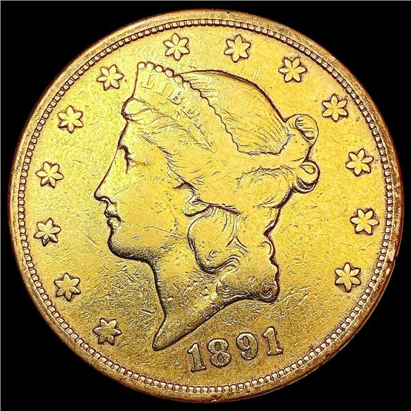 1891-S $20 Gold Double Eagle NICELY CIRCULATED
