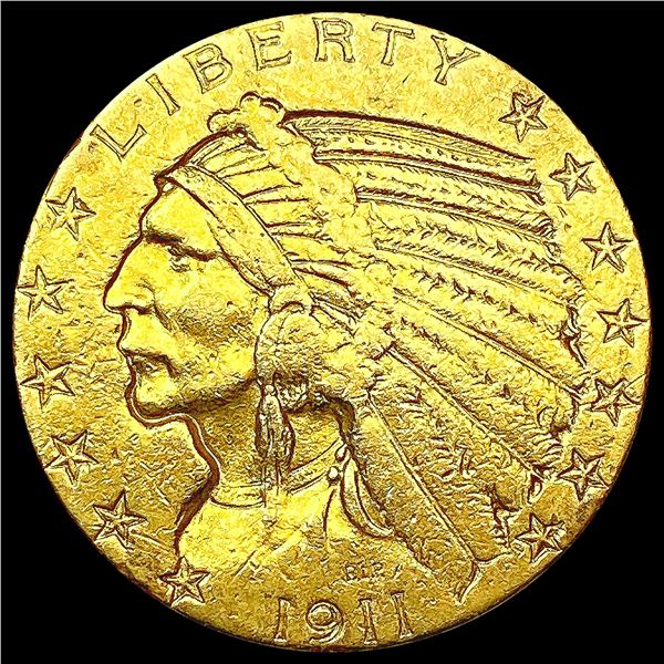 1911 $5 Gold Half Eagle NEARLY UNCIRCULATED