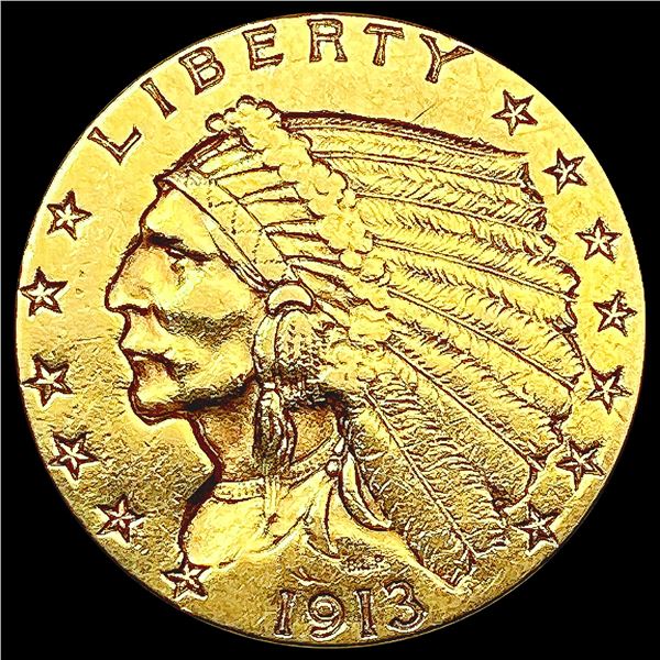 1913 $2.50 Gold Quarter Eagle CLOSELY UNCIRCULATED