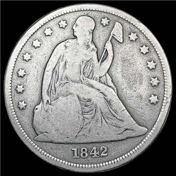 1842 Seated Liberty Dollar NICELY CIRCULATED