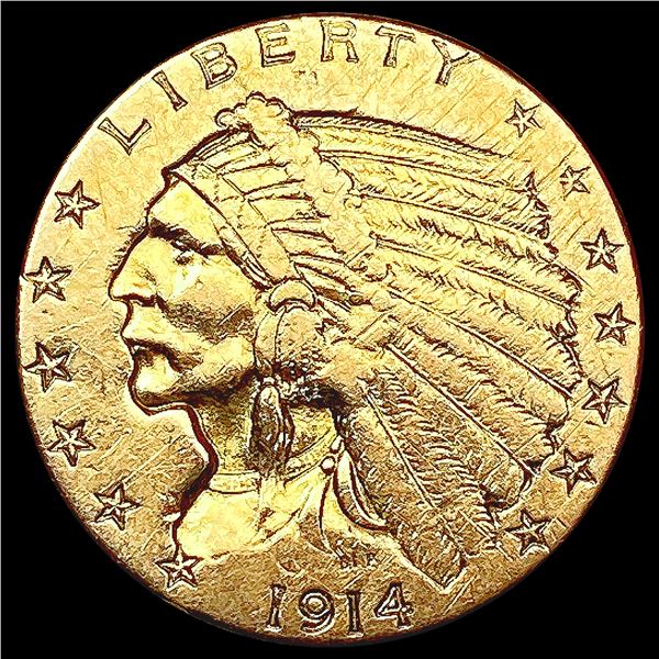 1914-D $2.50 Gold Quarter Eagle NEARLY UNCIRCULATE