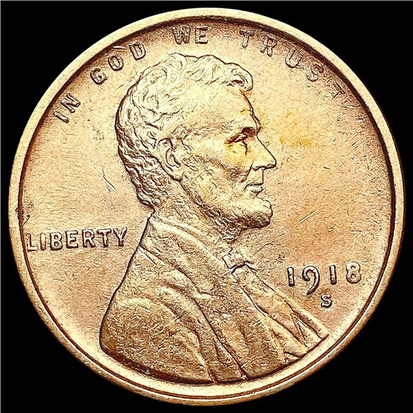 1918-S RED Wheat Cent CHOICE BU