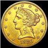 Image 1 : 1880 $5 Gold Half Eagle CLOSELY UNCIRCULATED