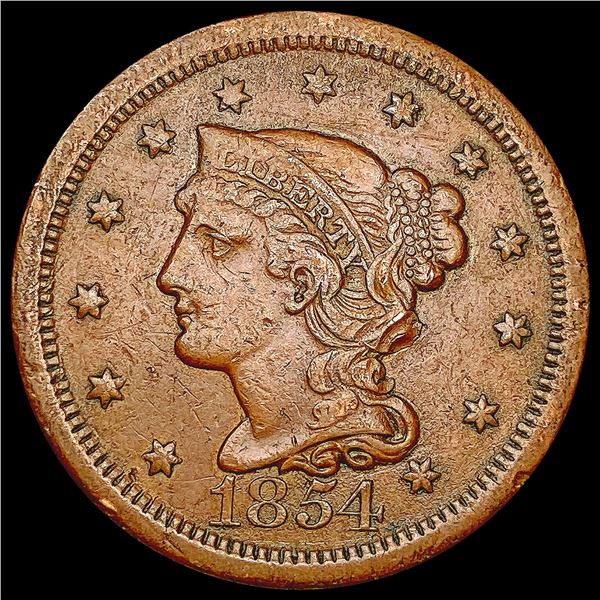 1854 Braided Hair Large Cent CLOSELY UNCIRCULATED