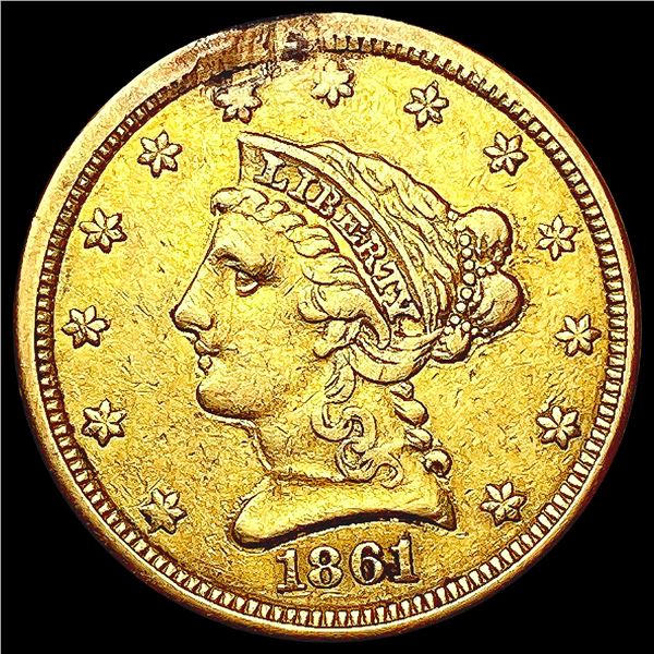 1861 $2.50 Gold Quarter Eagle LIGHTLY CIRCULATED