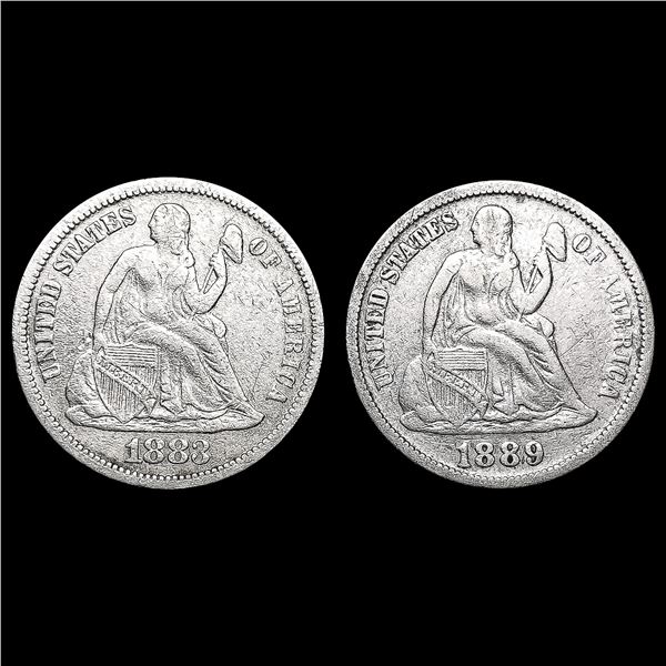 [2] Seated Lib Dimes [1883, 1889] CLOSELY UNCIRCUL