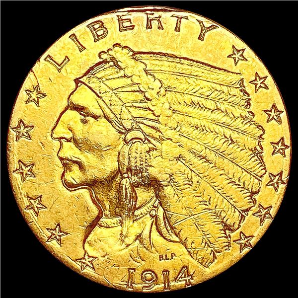 1914-D $2.50 Gold Quarter Eagle CLOSELY UNCIRCULAT