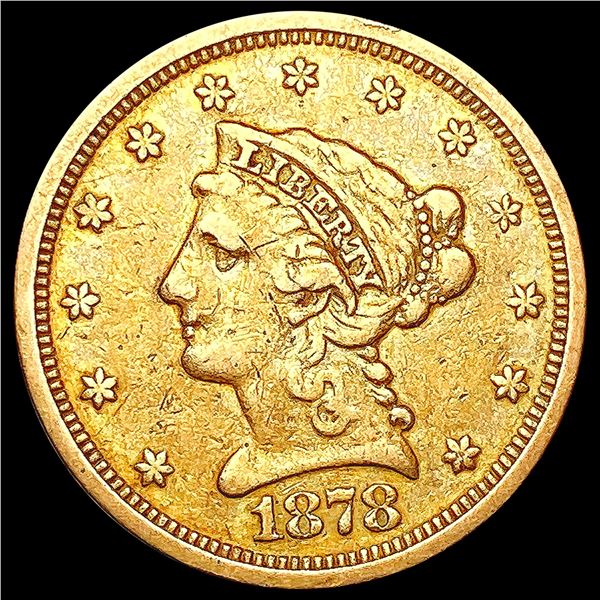 1878-S $2.50 Gold Quarter Eagle NEARLY UNCIRCULATE