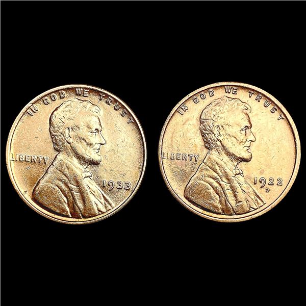 [2] Wheat Cents [1922-D, 1933] HIGH GRADE