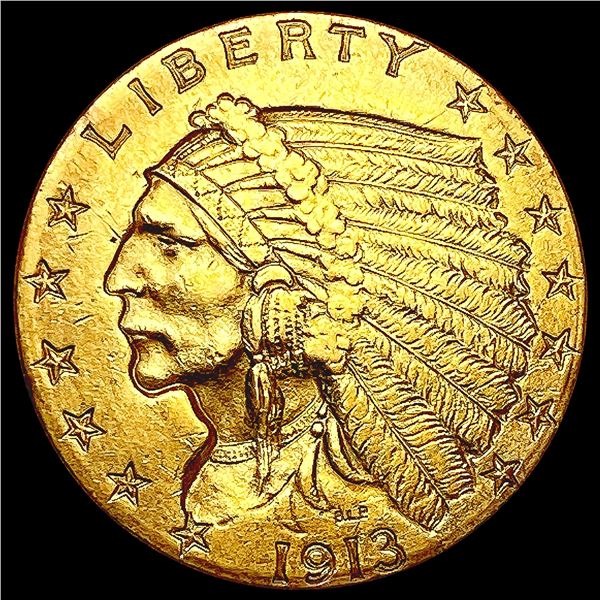 1913 $2.50 Gold Quarter Eagle NEARLY UNCIRCULATED