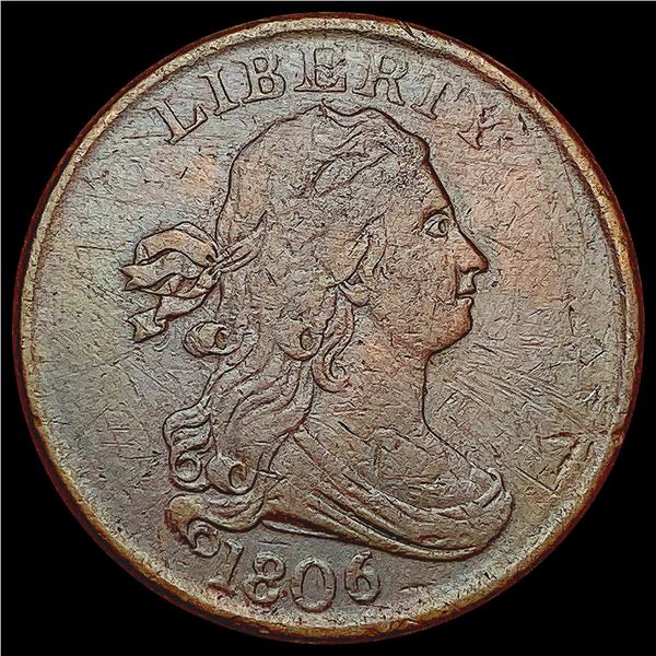 1806 Sm 6 No Stems Draped Bust Half Cent NEARLY UN