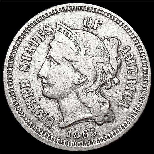 1865 Nickel Three Cent NEARLY UNCIRCULATED
