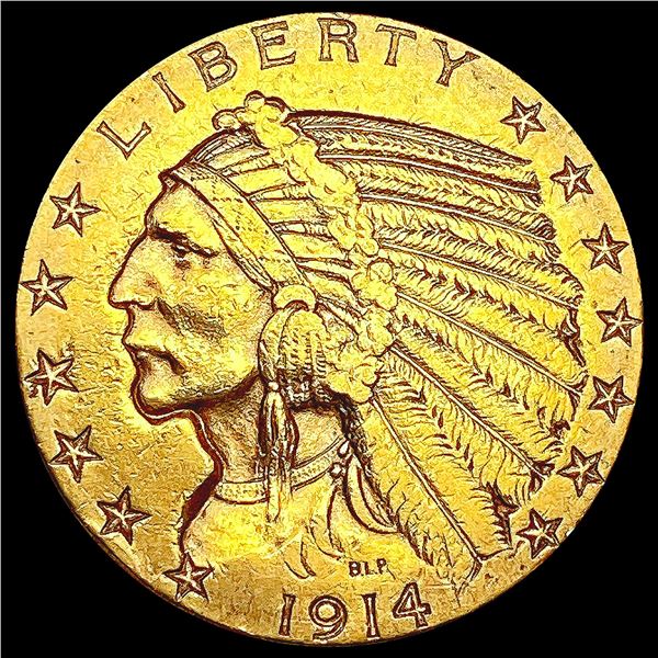 1914-D $5 Gold Half Eagle CLOSELY UNCIRCULATED