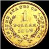 Image 2 : 1849 Open Wreath Rare Gold Dollar CLOSELY UNCIRCUL