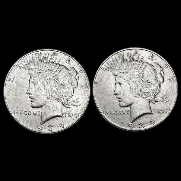 [2] 1934 Peace Silver Dollars CLOSELY UNCIRCULATED