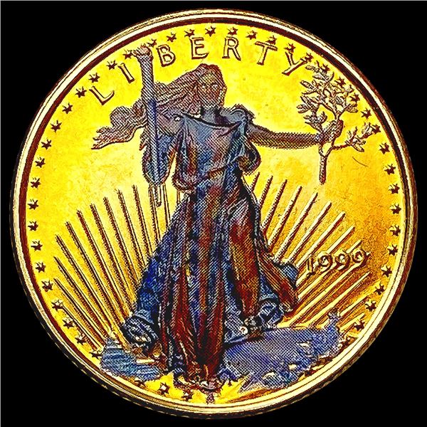 Painted 1999 US 1/10oz Gold $5 Eagle SUPERB GEM BU