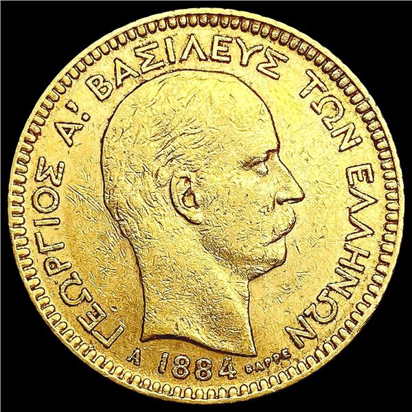 1884 Greek .1867oz Gold Drachmai CLOSELY UNCIRCULA