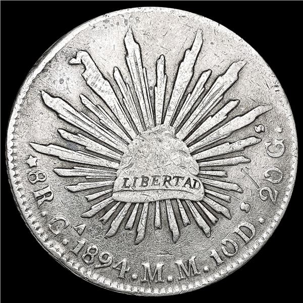 1894 Mexico Silver 8 Reales LIGHTLY CIRCULATED
