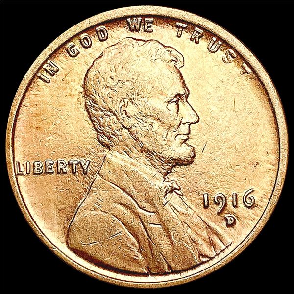 1916-D RED Wheat Cent CHOICE AU