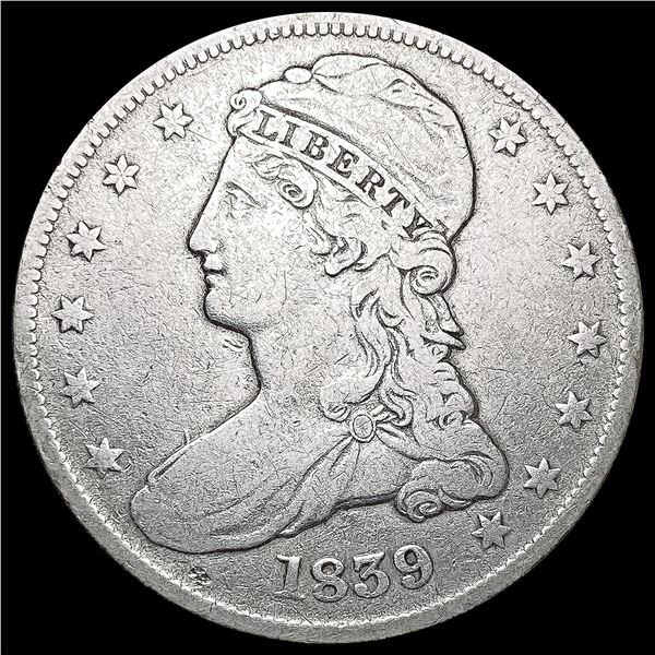 1839 Cap Lg Ltr Capped Bust Half Dollar NICELY CIR