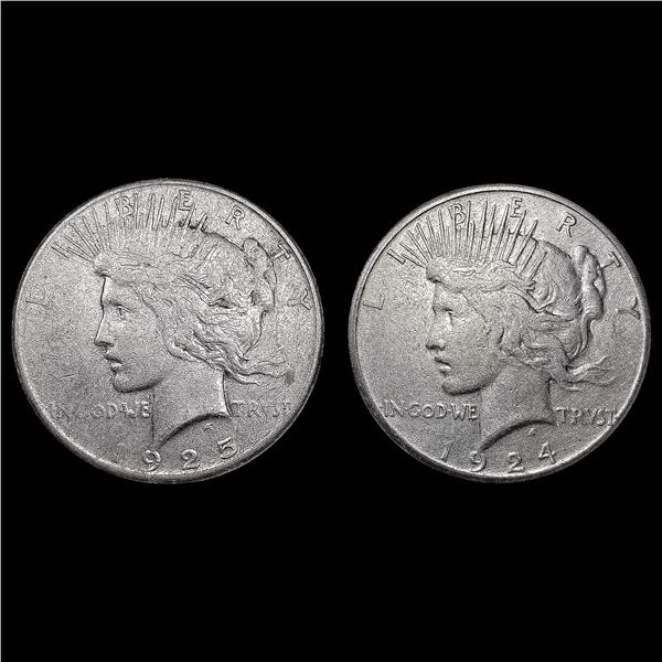[2] Peace Silver Dollars [1924-S, 1925-S] CLOSELY