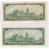 Image 2 : TWO 1967 One Dollar Canadian Bills,  One with Serial number and one without