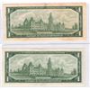 Image 2 : TWO 1967 One Dollar Canadian Bills,  One with Serial number and one without