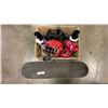 Image 1 : BOX OF HOCKEY PROTECTIVE GEAR, INLINE SKATES AND SKATEBOARD