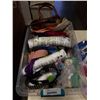 Image 2 : TOTE OF VARIOUS LADIES ITEMS - BELTS, PURSES, BEAUTY SUPPLIES, ETC