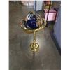 Image 1 : BRASS FLOOR STANDING GLOBE, PRECIOUS STONE INLAY 38 INCH TALL
