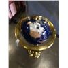 Image 2 : BRASS FLOOR STANDING GLOBE, PRECIOUS STONE INLAY 38 INCH TALL