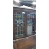 Image 2 : ANTIQUE LEADED DOOR DROP FRONT SCRETAIRE DESK WITH KEY