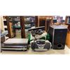 Image 1 : SONY 5 DISC CHANGER, SUB, DVD PLAYER AND LOT OF ASSORTED AUDIO CORDS