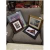 Image 1 : 4 FRAMED PRINTS - BLUE HERON BY ROBERT BATEMAN, DOG BY W RILEY, CHRISTMAS SCENE AND TOYMAKER W/ KIDS