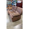 Image 2 : BROWN SUEDE POWER RECLINING SOFA - LEFT SIDE RECLINES, RIGHT SIDE DOES NOT