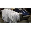 Image 1 : LOT OF NEW FORMAL WEAR CLOTHING SHIRTS SIZE XL-3 - XL-7, PANTS SIZE 34 AND 40, VEST SIZE 34 - 46