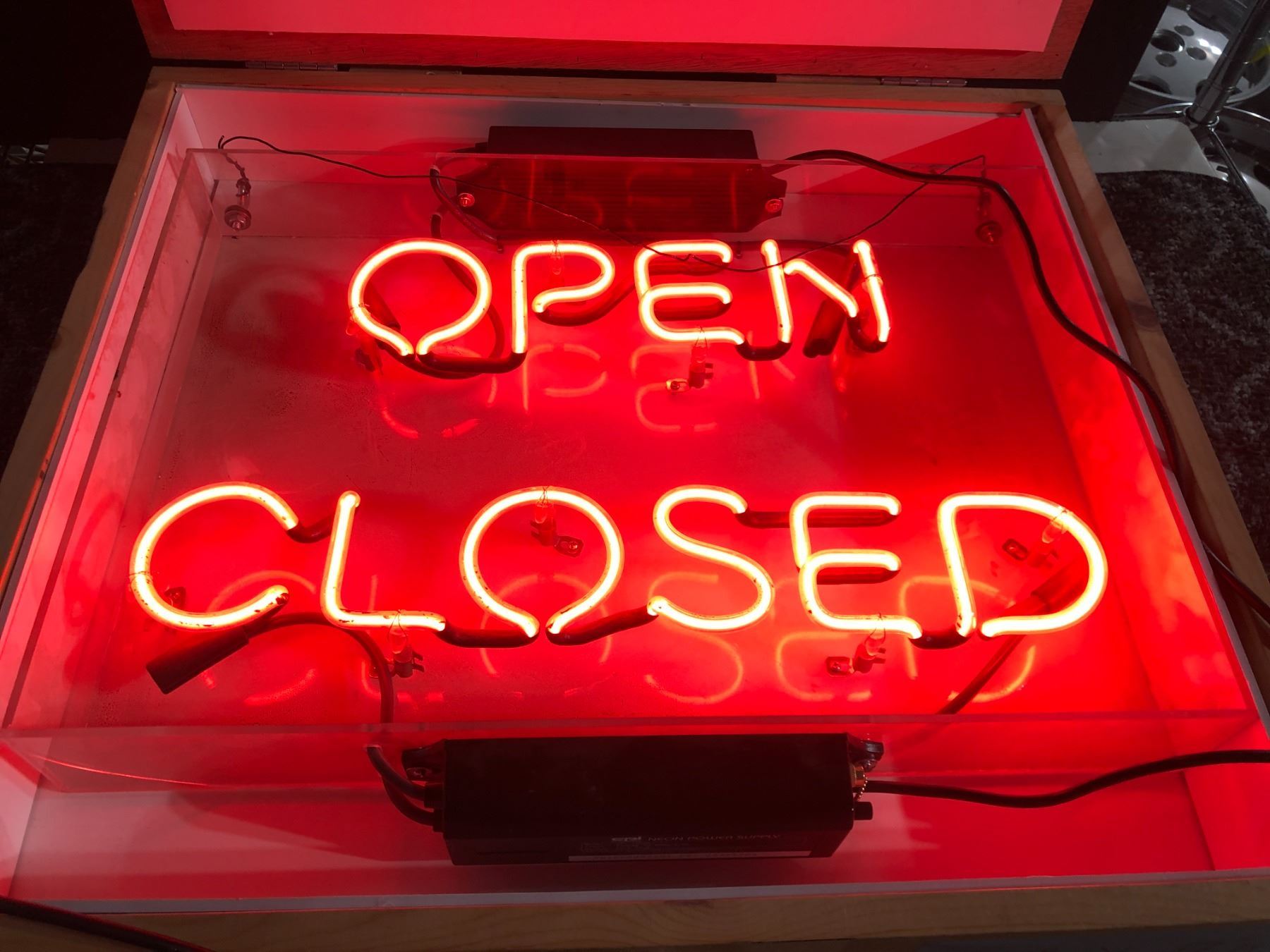 Open/Closed neon signs 24in W x 17in H