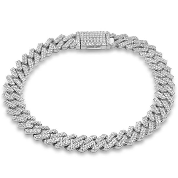 7mm 1.98ct 14K White Gold Diamond Micro Pave Cuban Square Link Bracelet 8 