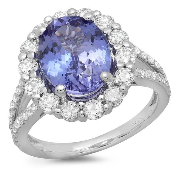 4.03ct Tanzanite 14 K White Gold Ring