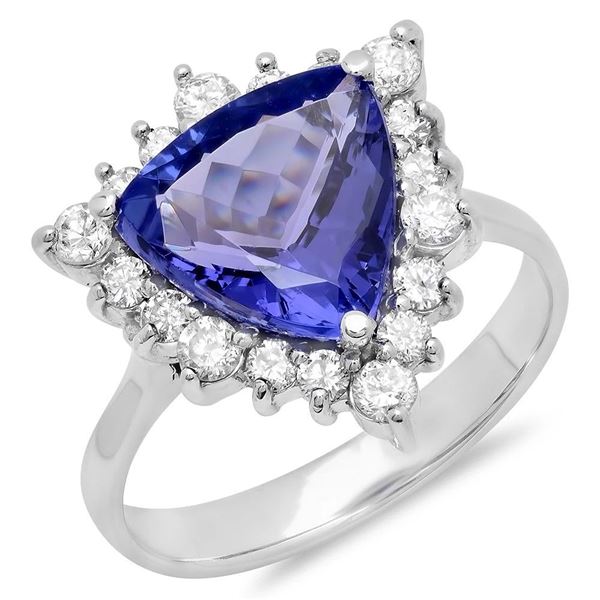 3.47ct Tanzanite 14 K White Gold Ring