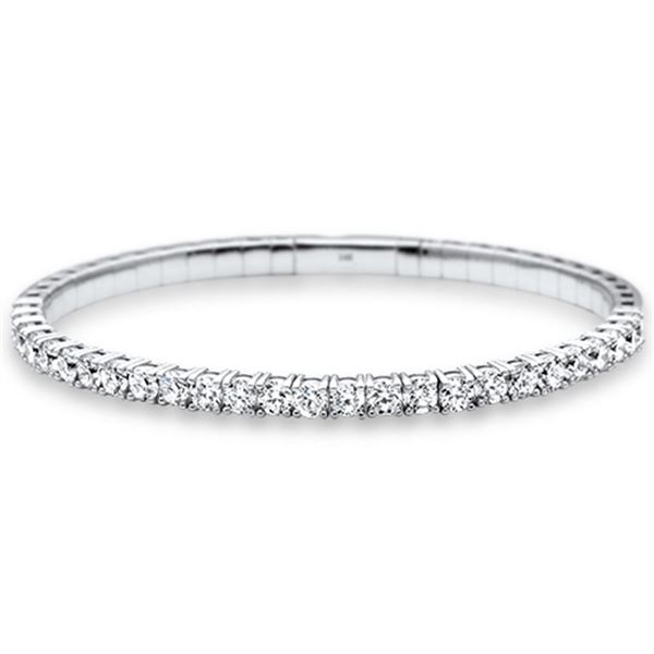 4.46ct Round Diamond 14K White Gold Tennis Bangle Bracelet