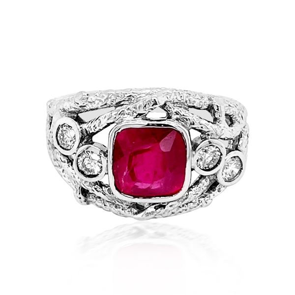 2.17CT NATURAL RUBY 14K WHITE GOLD RING