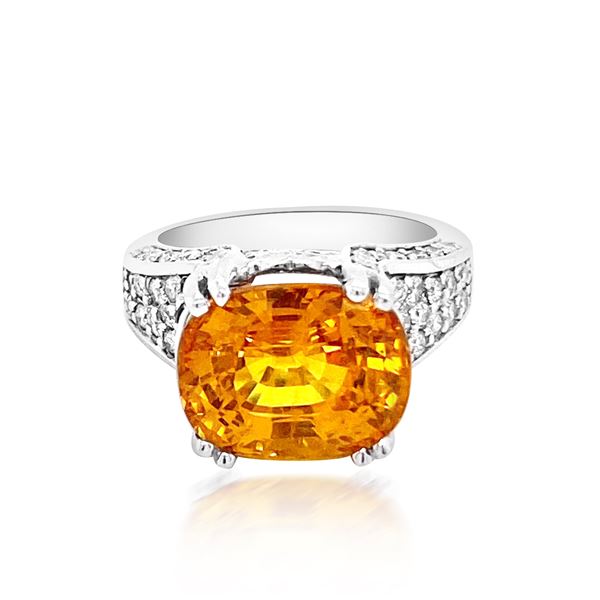 10.12ct NATURAL CEYLON Yellow Sapphire 14K White Gold Ring