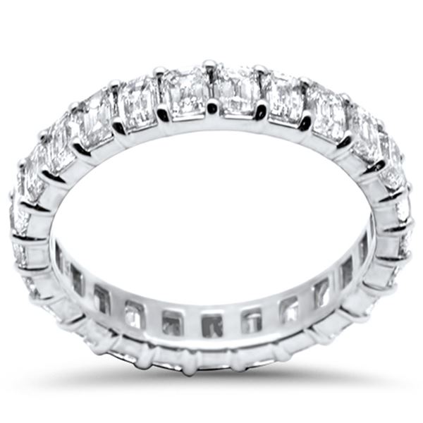 3.37ct Diamond Emerald Cut 14K White Gold Eternity Ring