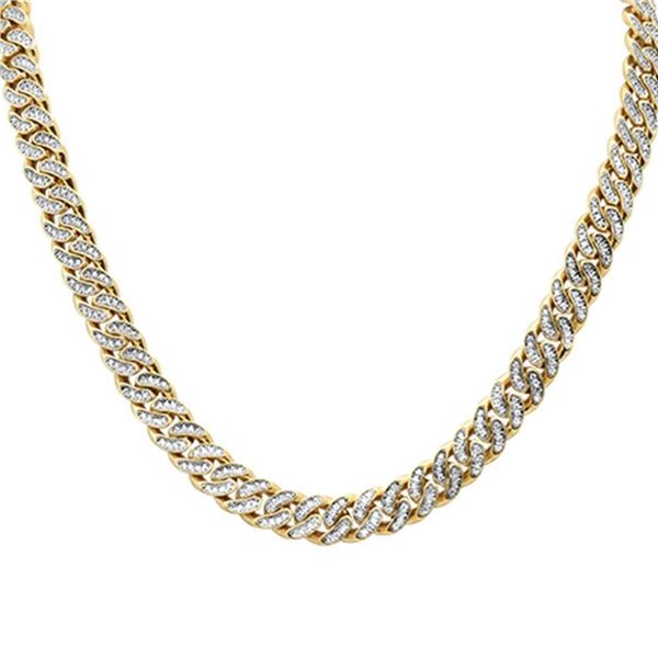 3mm 1.89ct 14k Yellow Gold Diamond Round Cuban Necklace 18"