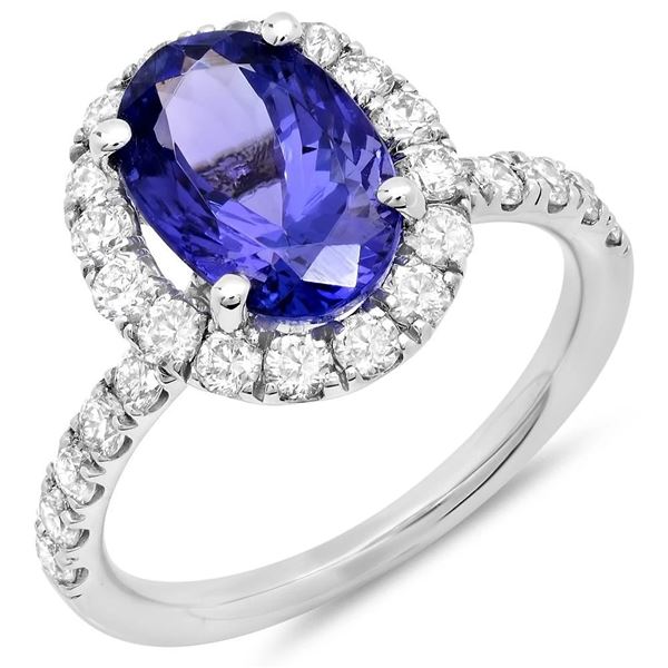 3.31ct Tanzanite 14 K White Gold Ring