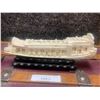 Image 2 : Synthetic Ivory Carved Ship w Wood Base